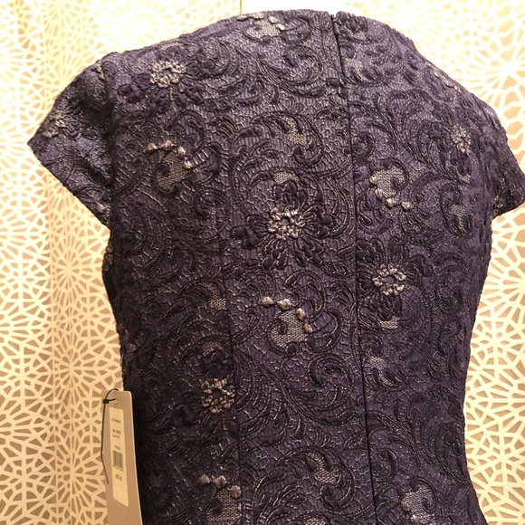 NWT JS Collections Cap Sleeve Brocade Ruched Dress - Picture 9 of 10